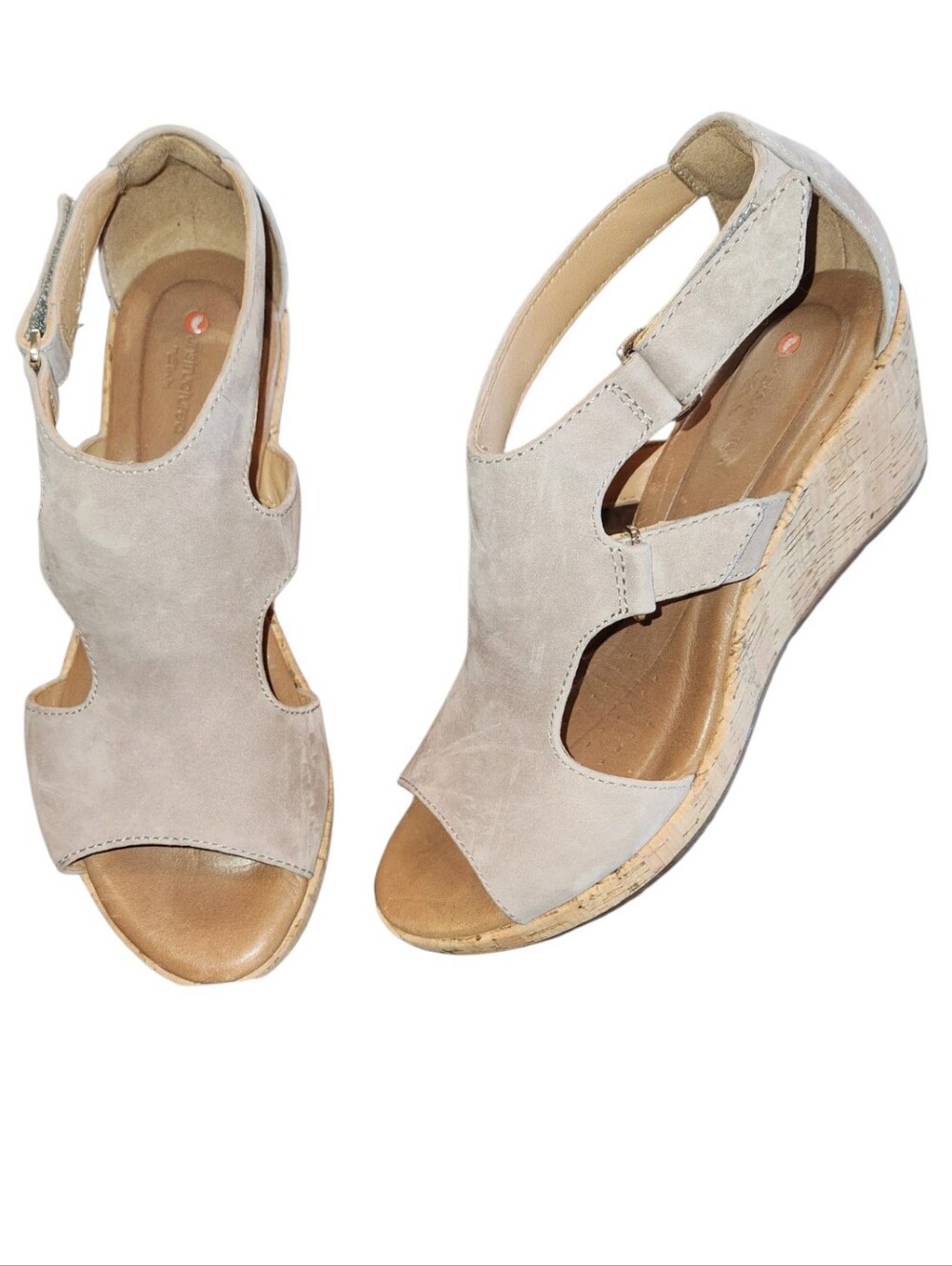Clarks Unstructured Un Plaza Sling Suede Wedge Sandals Taupe Size 7 Comfortable
